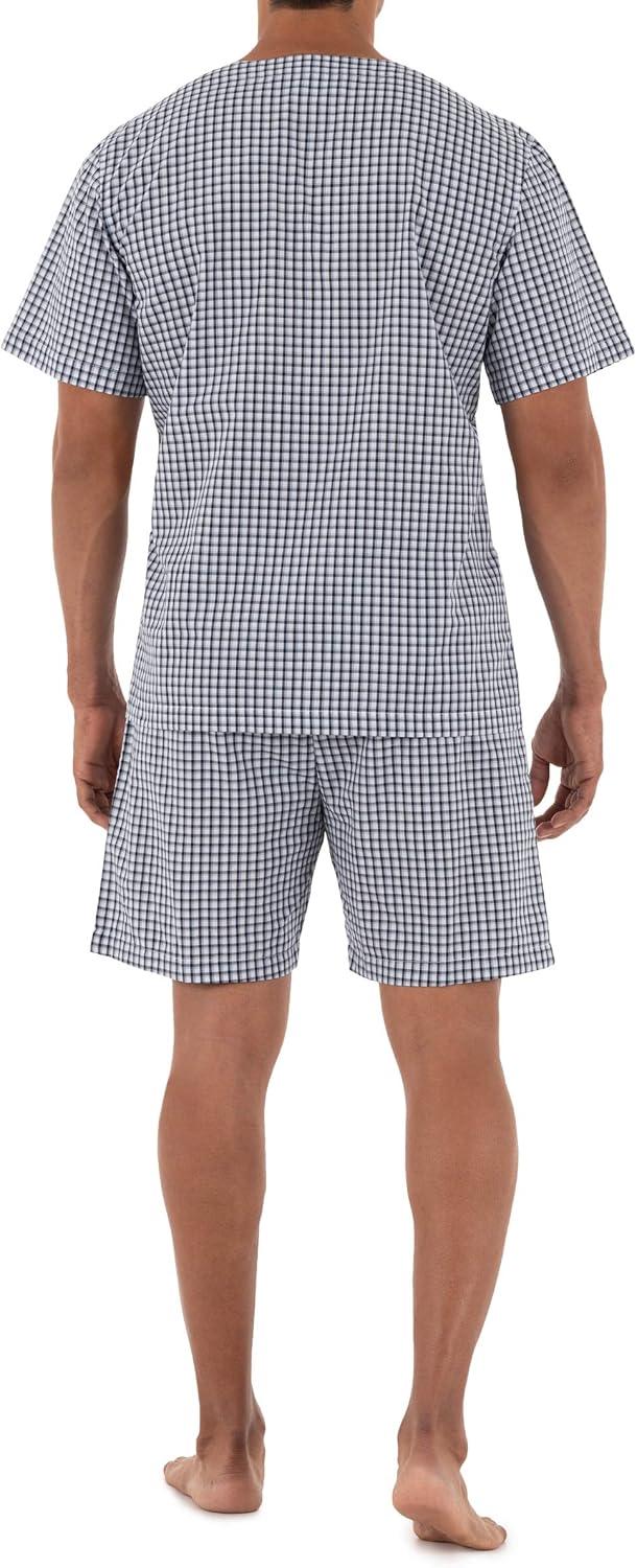 imageFruit of the Loom mens Broadcloth Short Sleeve Pajama SetNavyWhite Check