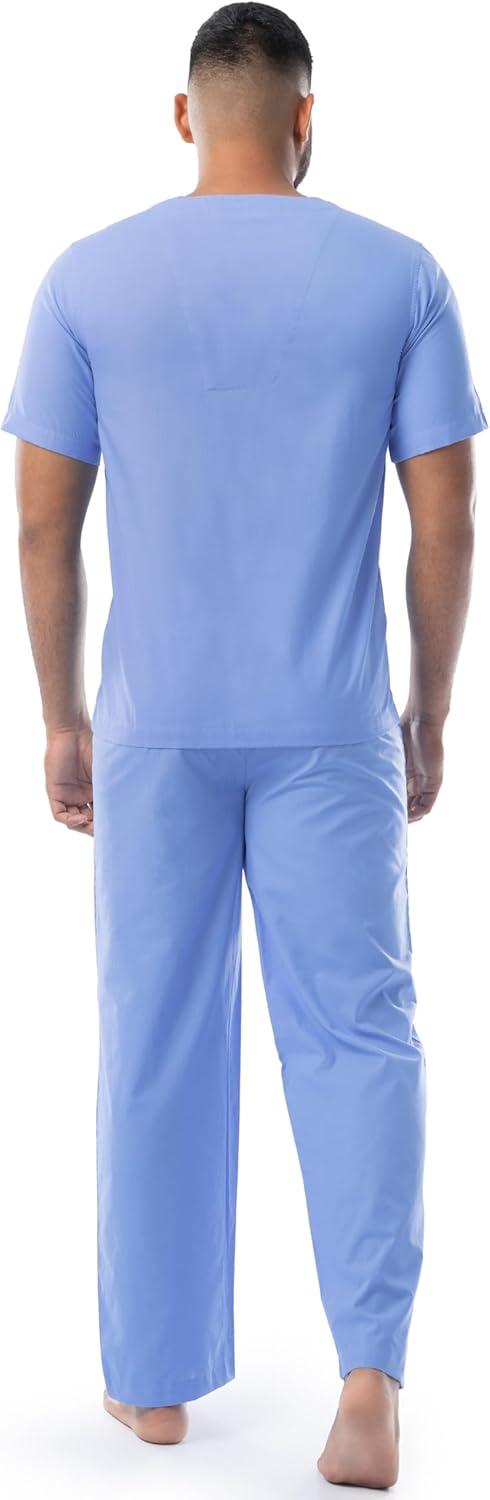 imageFruit of the Loom mens Broadcloth Short Sleeve Top and Long Pants Pajama SetFrench Blue