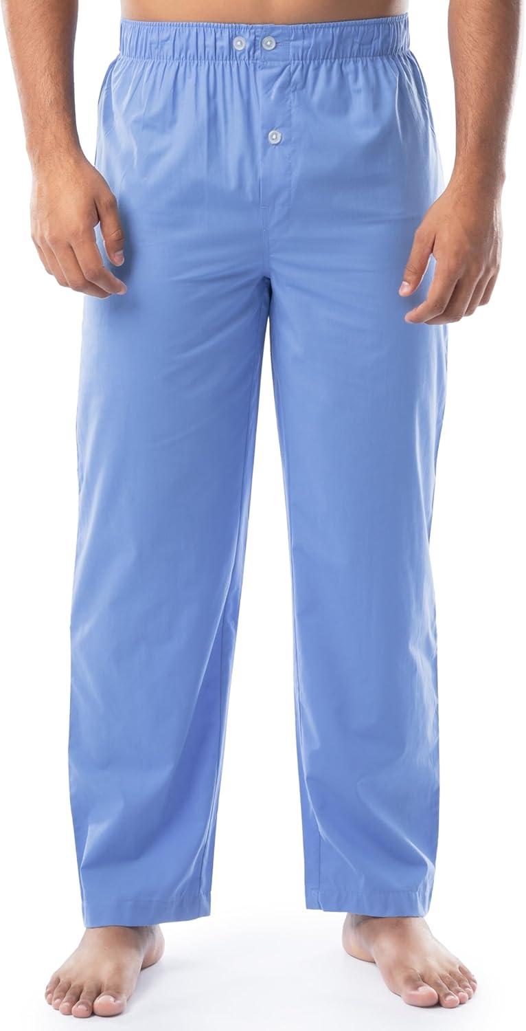 imageFruit of the Loom mens Broadcloth Short Sleeve Top and Long Pants Pajama SetFrench Blue
