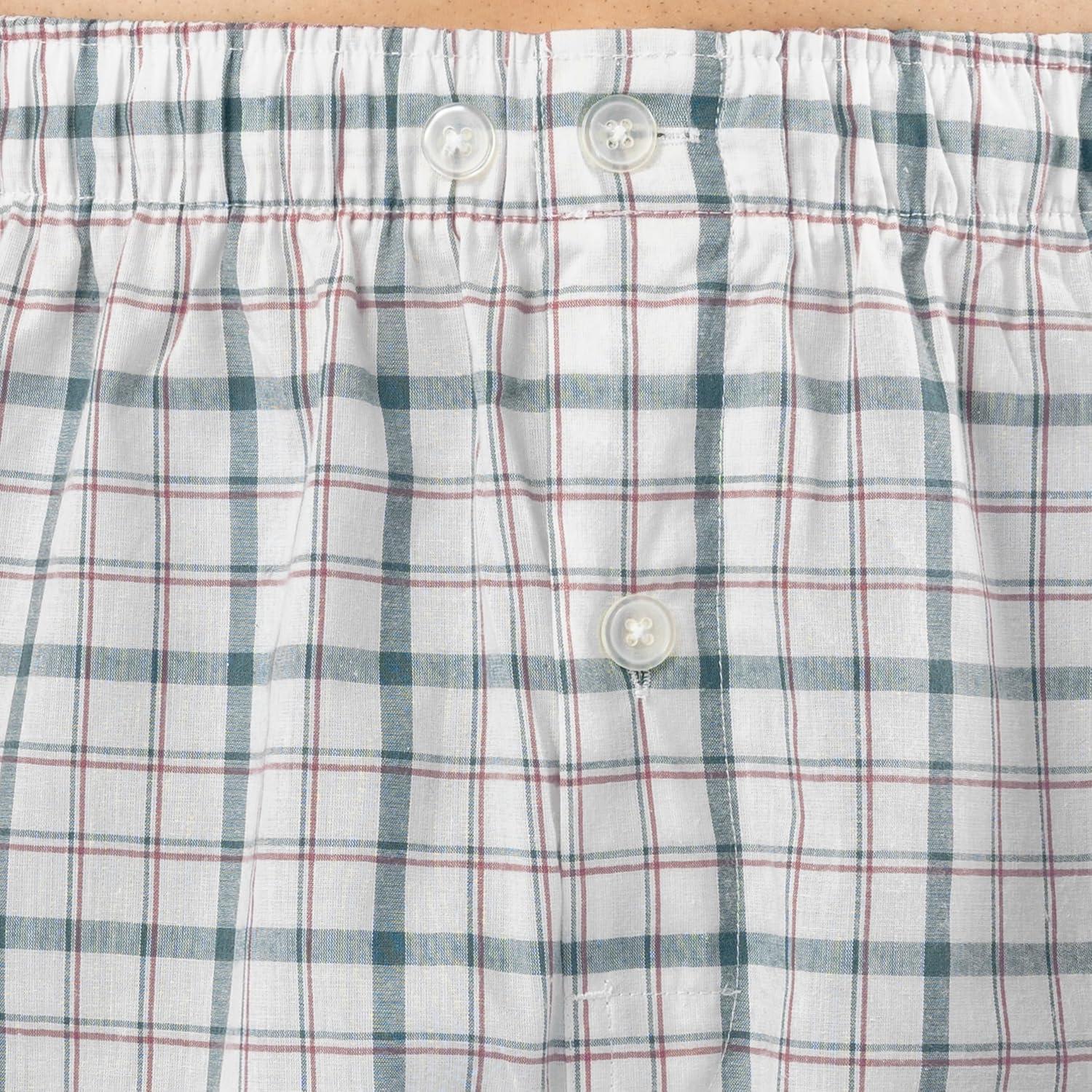 imageFruit of the Loom mens Broadcloth Short Sleeve Top and Long Pants Pajama SetNaturalGreen Plaid