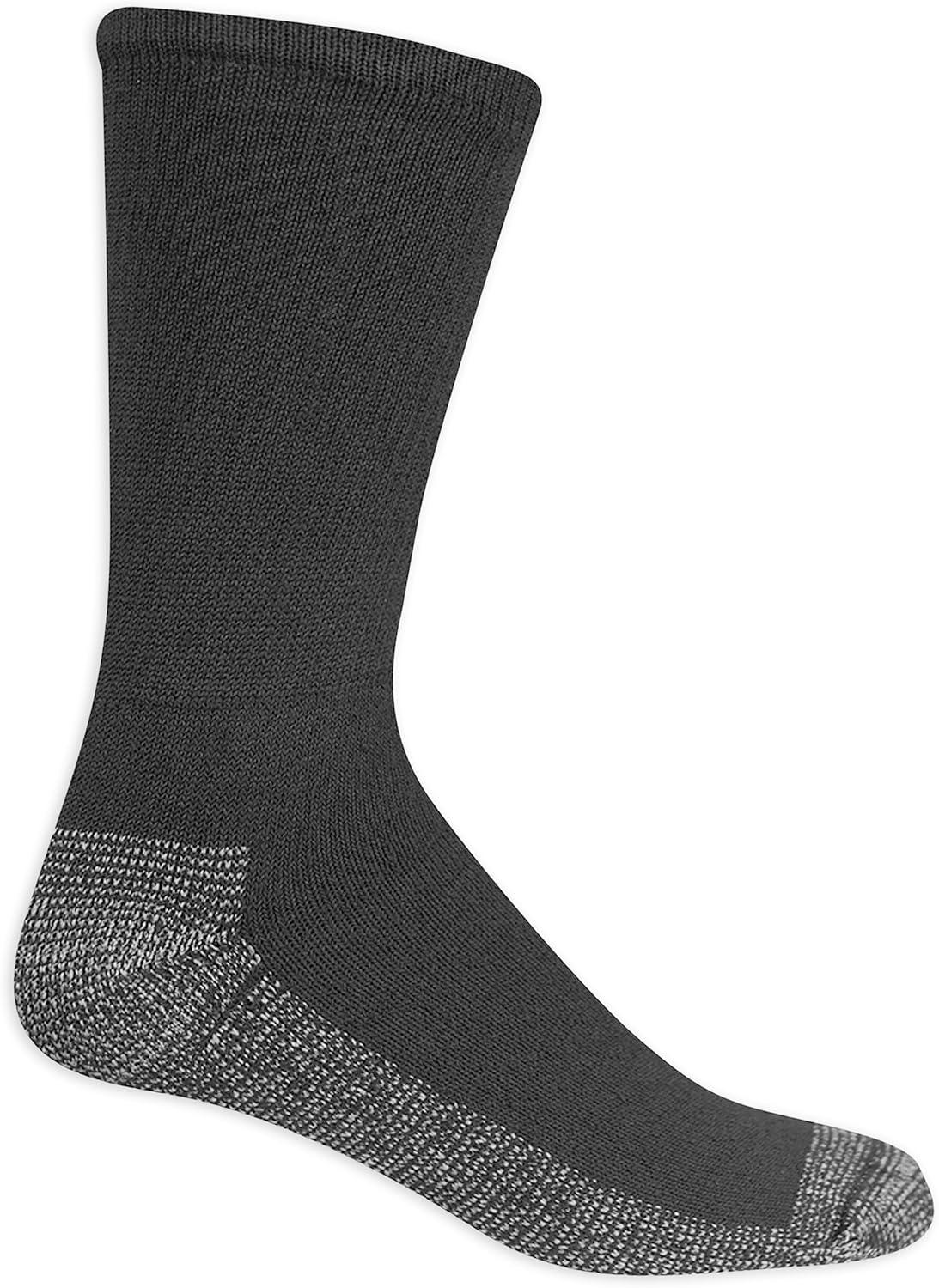 imageFruit of the Loom mens Cotton Work Gear Crew Socks Cushioned Wicking Durable 6 PackBlack