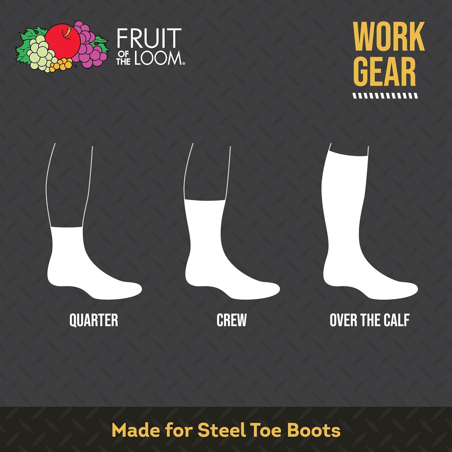 imageFruit of the Loom mens Cotton Work Gear Crew Socks Cushioned Wicking Durable 6 PackBlack