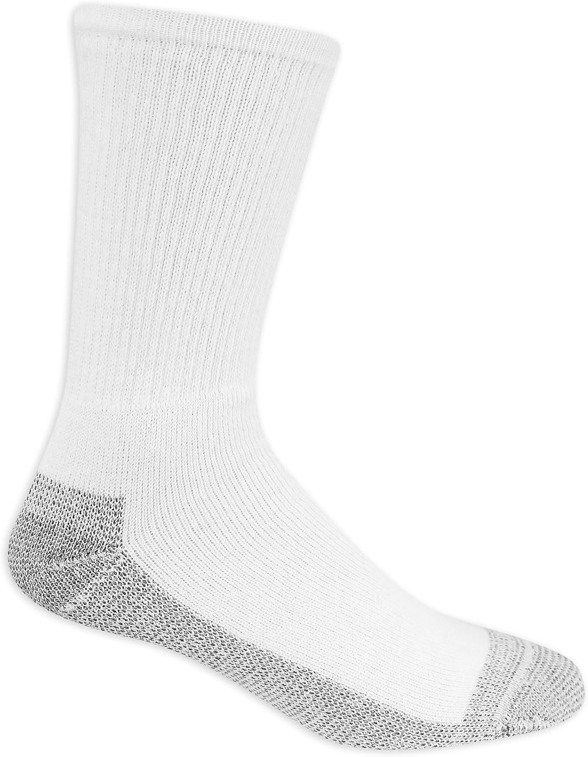 imageFruit of the Loom mens Cotton Work Gear Crew Socks Cushioned Wicking Durable 6 PackWhite