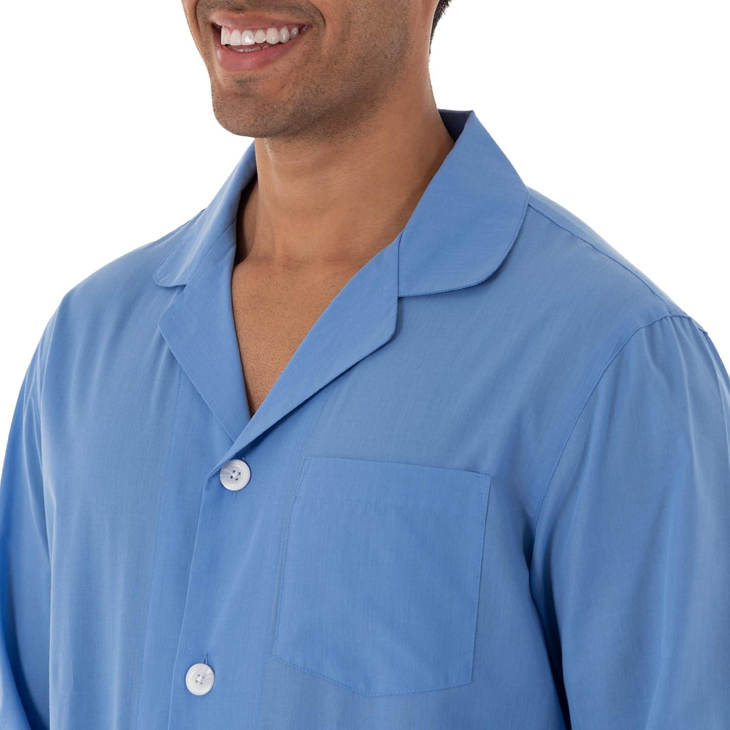 imageFruit of the Loom mens Long Sleeve Broadcloth Pajama SetFrench Blue
