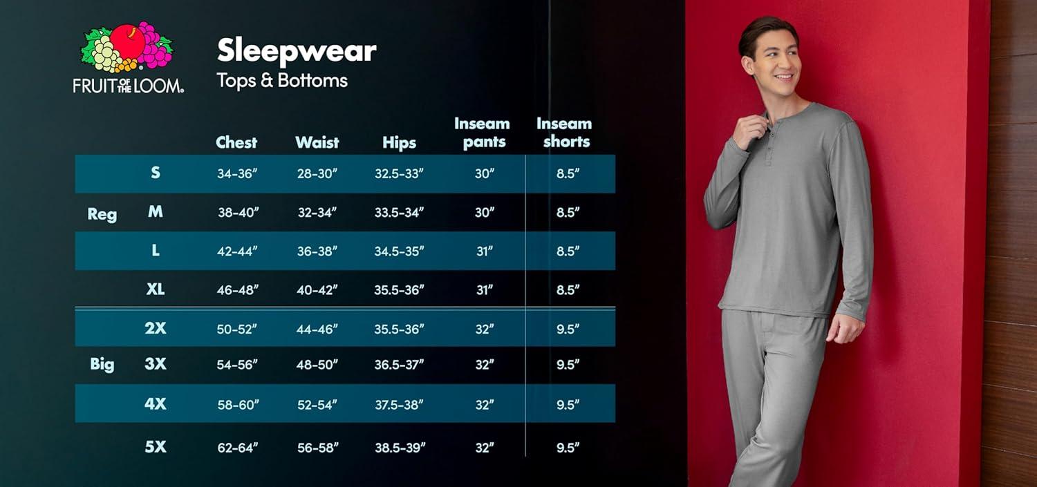 imageFruit of the Loom mens Long Sleeve Broadcloth Pajama SetIvoryBlueRed Plaid