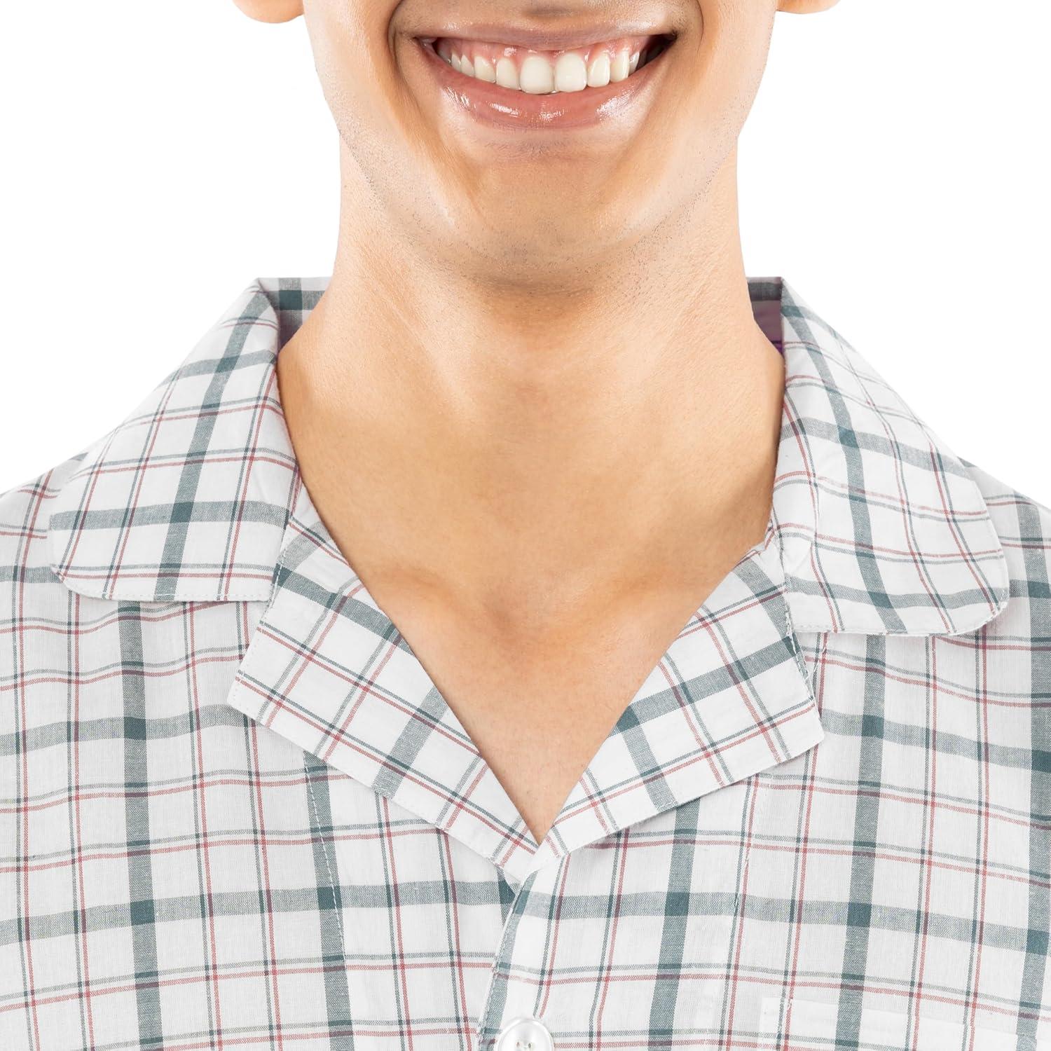 imageFruit of the Loom mens Long Sleeve Broadcloth Pajama SetNaturalGreen Plaid