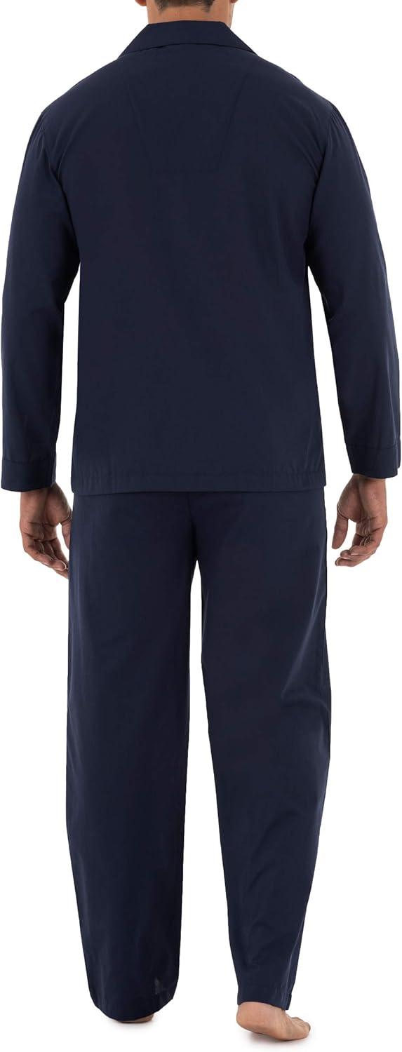 imageFruit of the Loom mens Long Sleeve Broadcloth Pajama SetNavy