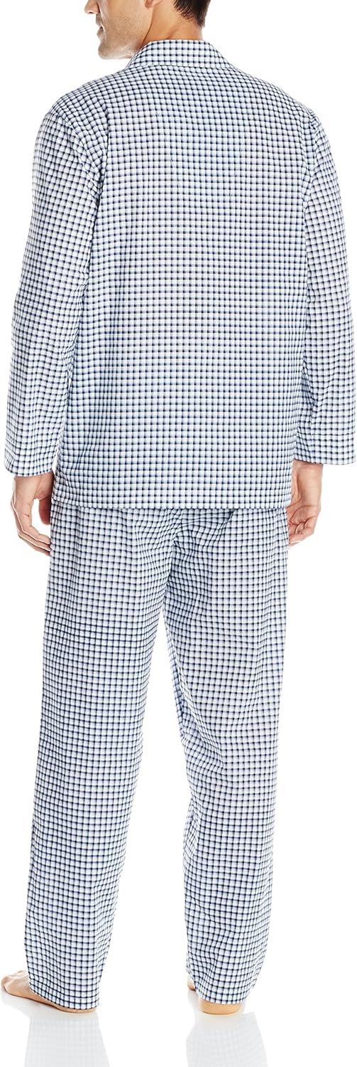 imageFruit of the Loom mens Long Sleeve Broadcloth Pajama SetNavy Check