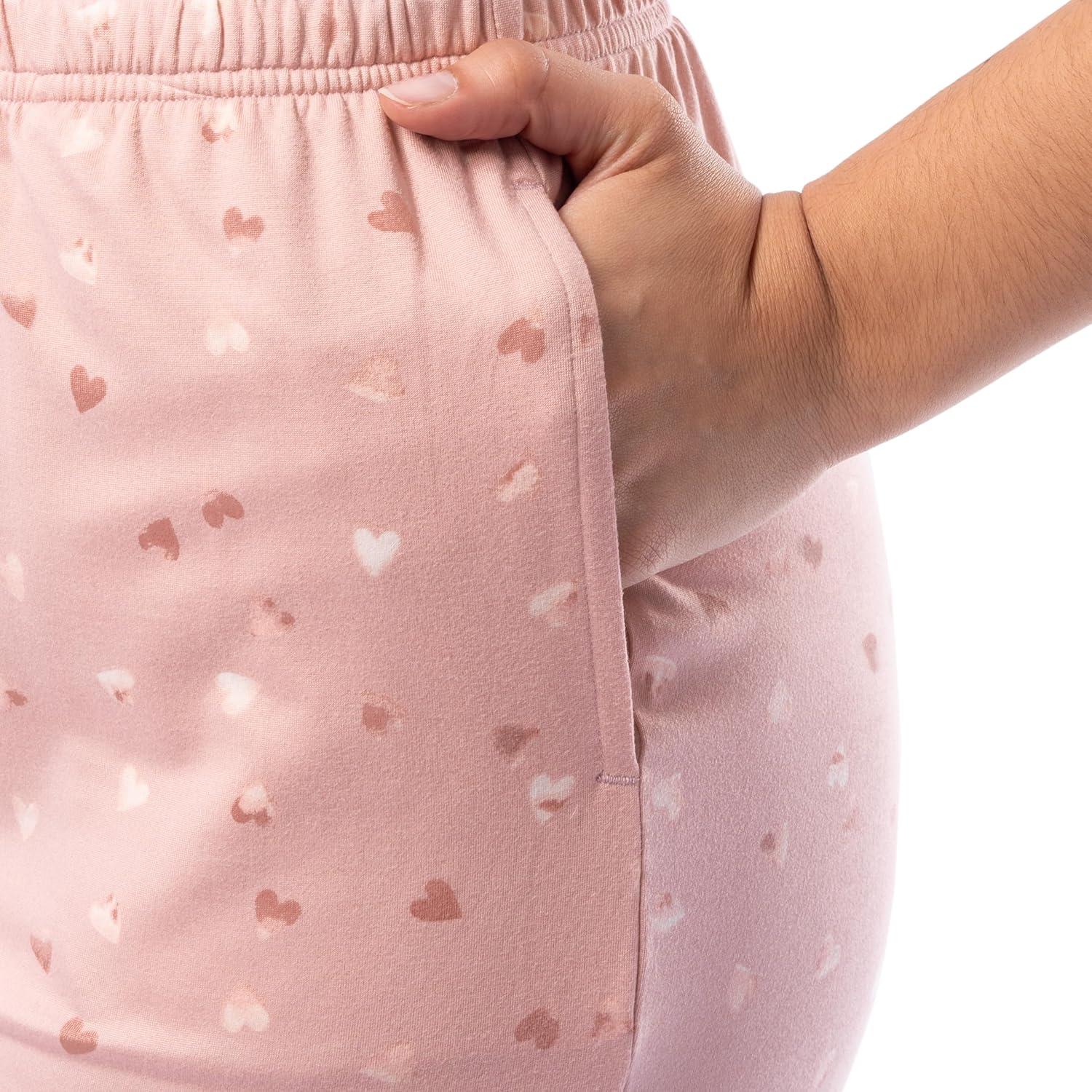 imageFruit of the Loom womens 360 Stretch Ruffle Sleeve Vneck Tee and Capri Sleep Pajama SetWatercolor Hearts