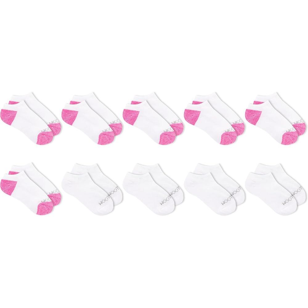 imageFruit Of the Loom Girls Everyday Lightweight Sport Quarter Sock 10 PackWhitePink