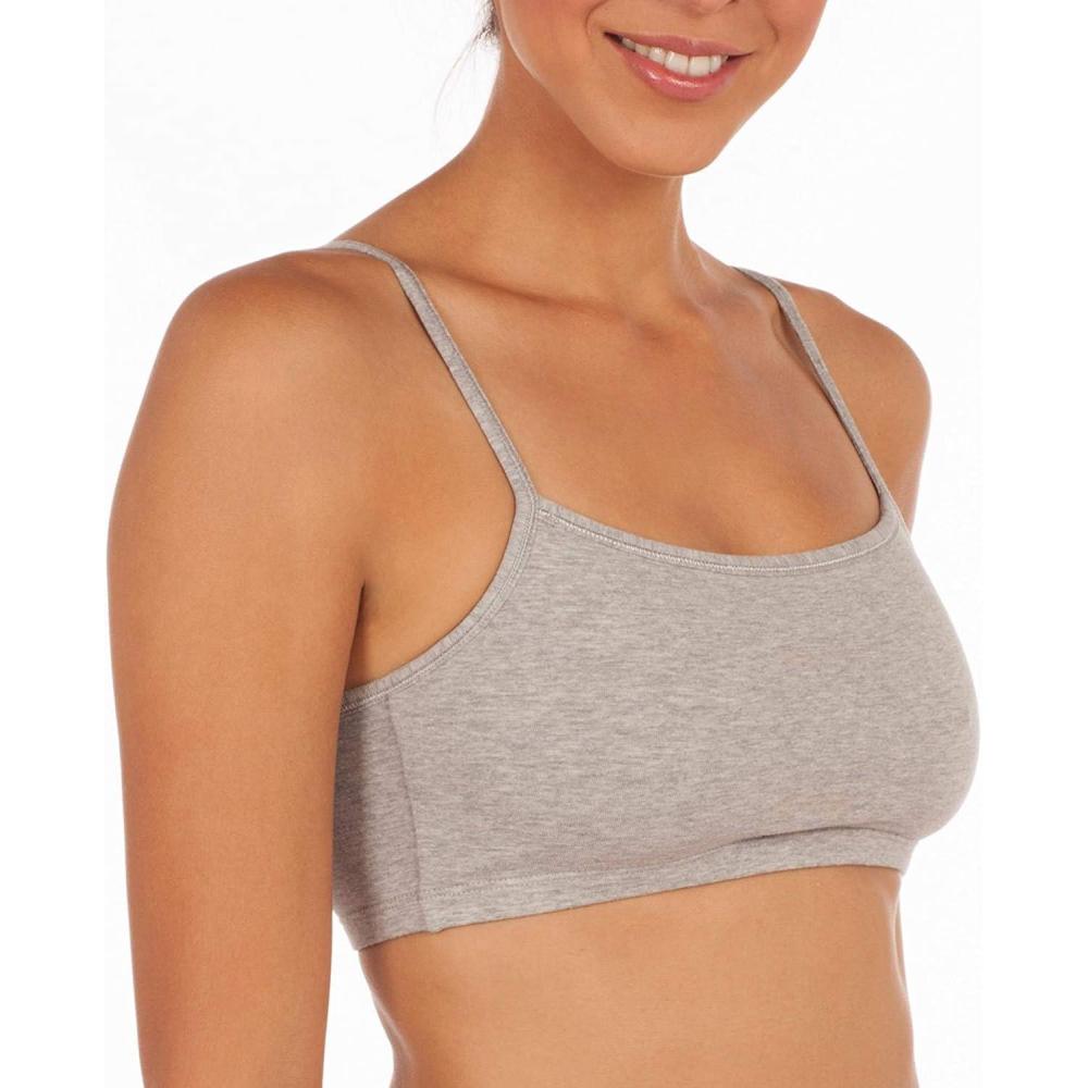 imageFruit of The Loom Womens Spaghetti Strap Cotton Pullover Sports Bra Value PackWhiteHeather GrayBlackWhiteHeather GrayBlack 6pack