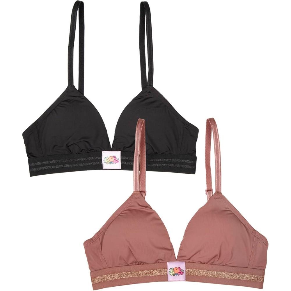 imageFruit of the Loom A Fresh Collection FOMO Free 2Pack Womens Triangle Bralettes  Modern Comfort ampamp Sleek DesignPremium PlumBlack Hue