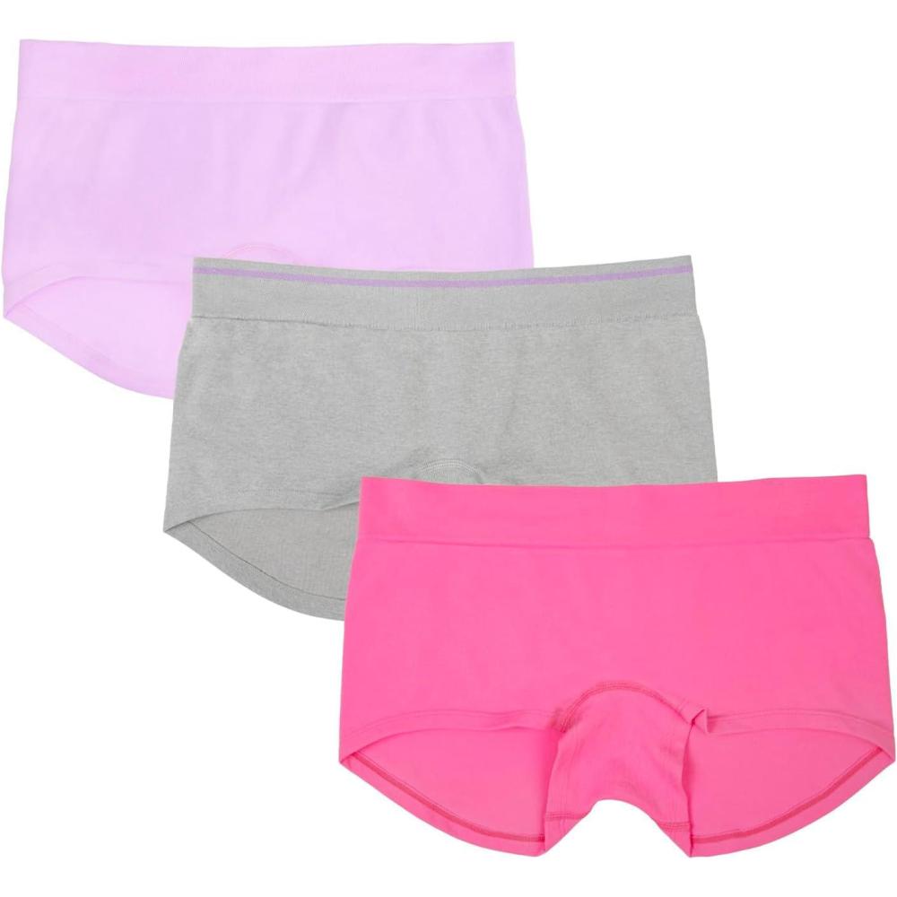 imageFruit of the Loom A Fresh Collection Hey Shorty 3Pack Seamless Boyshorts for Womens Everyday ComfortSugar PlumGreyStellar Orchid