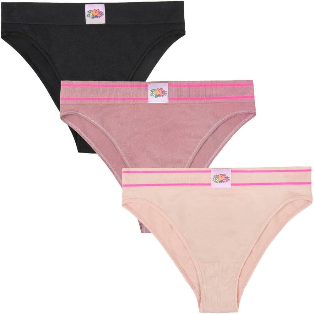 imageFruit of the Loom A Fresh Collection Riding High Seamless Bikini Panty 3 PackPremium PlumRose ShadowBlack