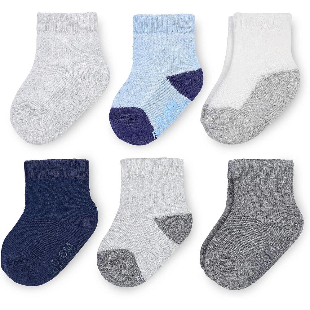 imageFruit of the Loom All Weather Baby ampamp Toddler Socks  Cotton Crew Socks with Grips for Boys Girls and UnisexBlue