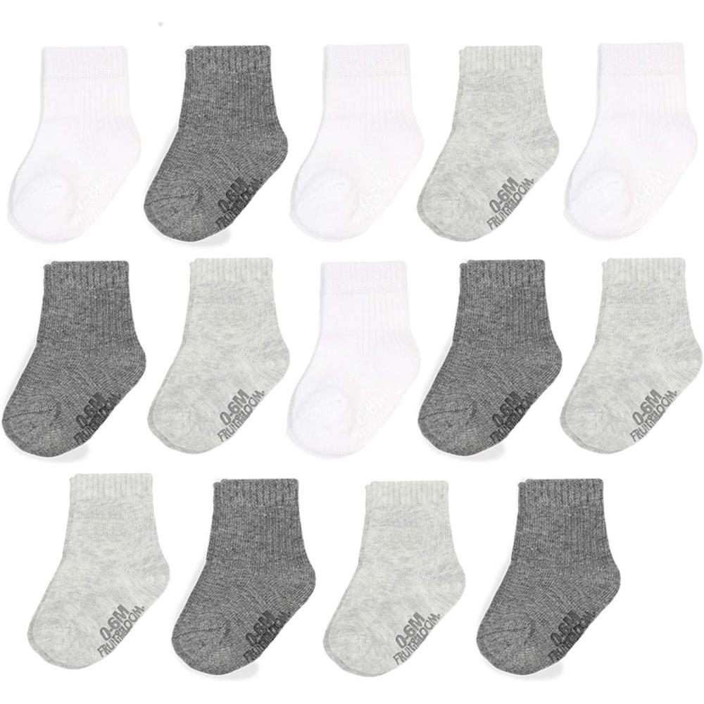 imageFruit of the Loom Baby 14Pack Grow ampamp Fit Flex Zones Cotton Stretch Socks  Unisex Girls BoysGrey