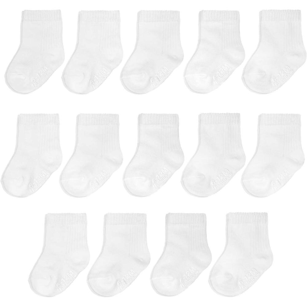 imageFruit of the Loom Baby 14Pack Grow ampamp Fit Flex Zones Cotton Stretch Socks  Unisex Girls BoysWhite