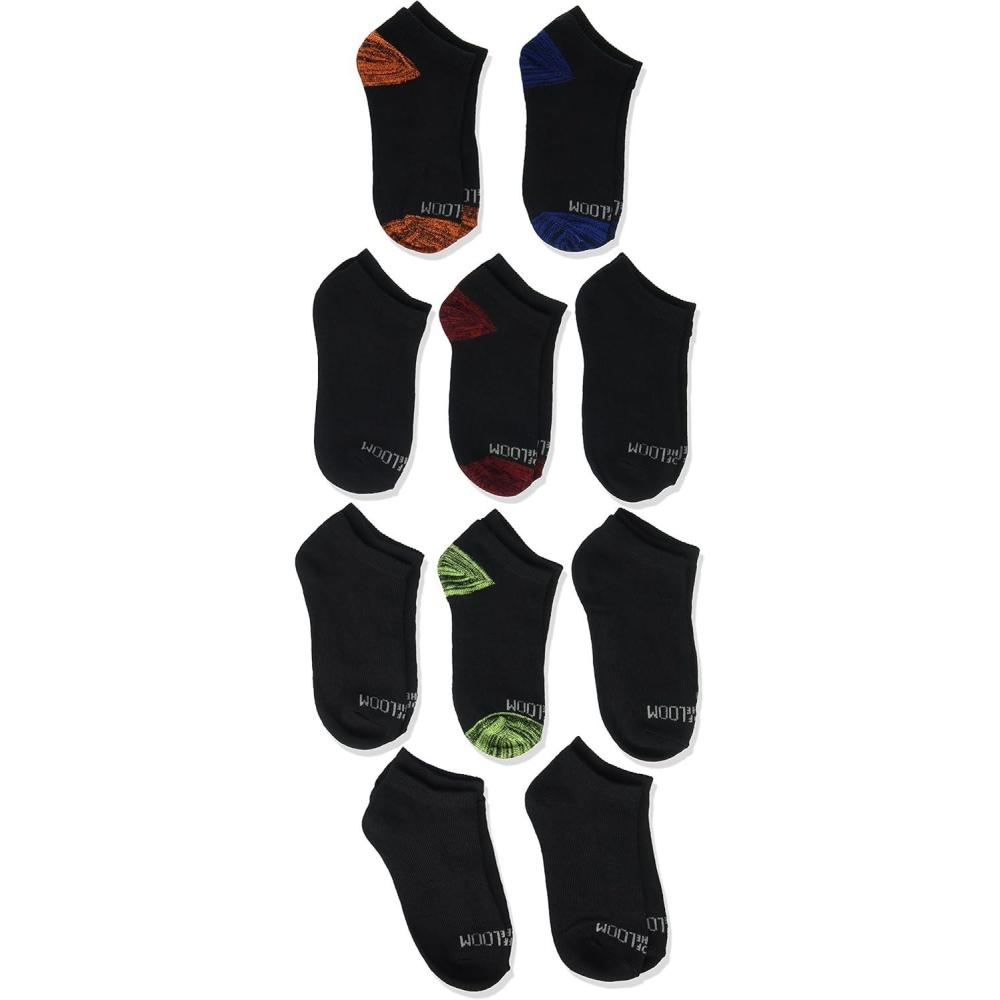 imageFruit of the Loom Boys 10Pair Flat Knit No Show SocksBlack Assort