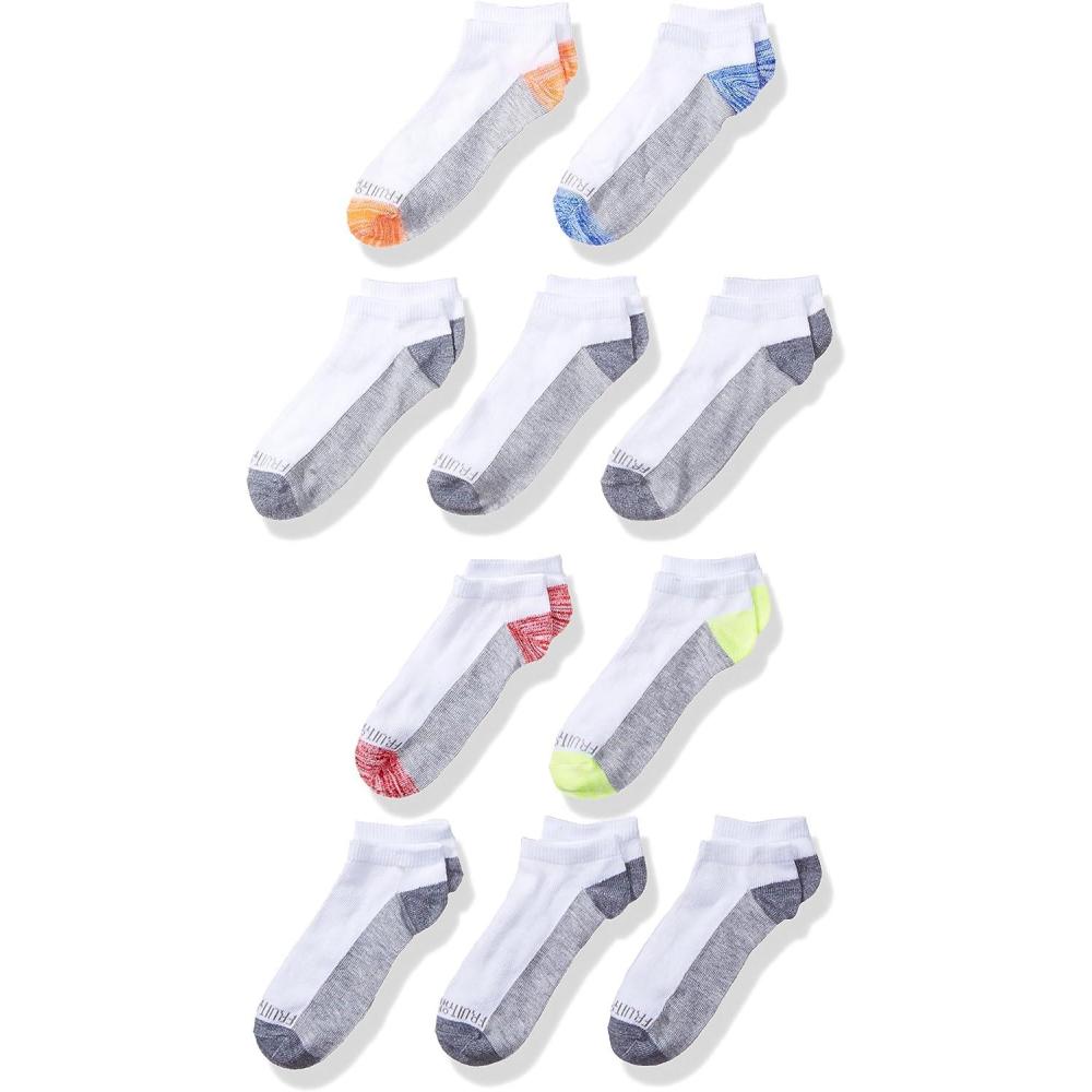 imageFruit of the Loom Boys 10Pair Flat Knit No Show SocksWhite Assort