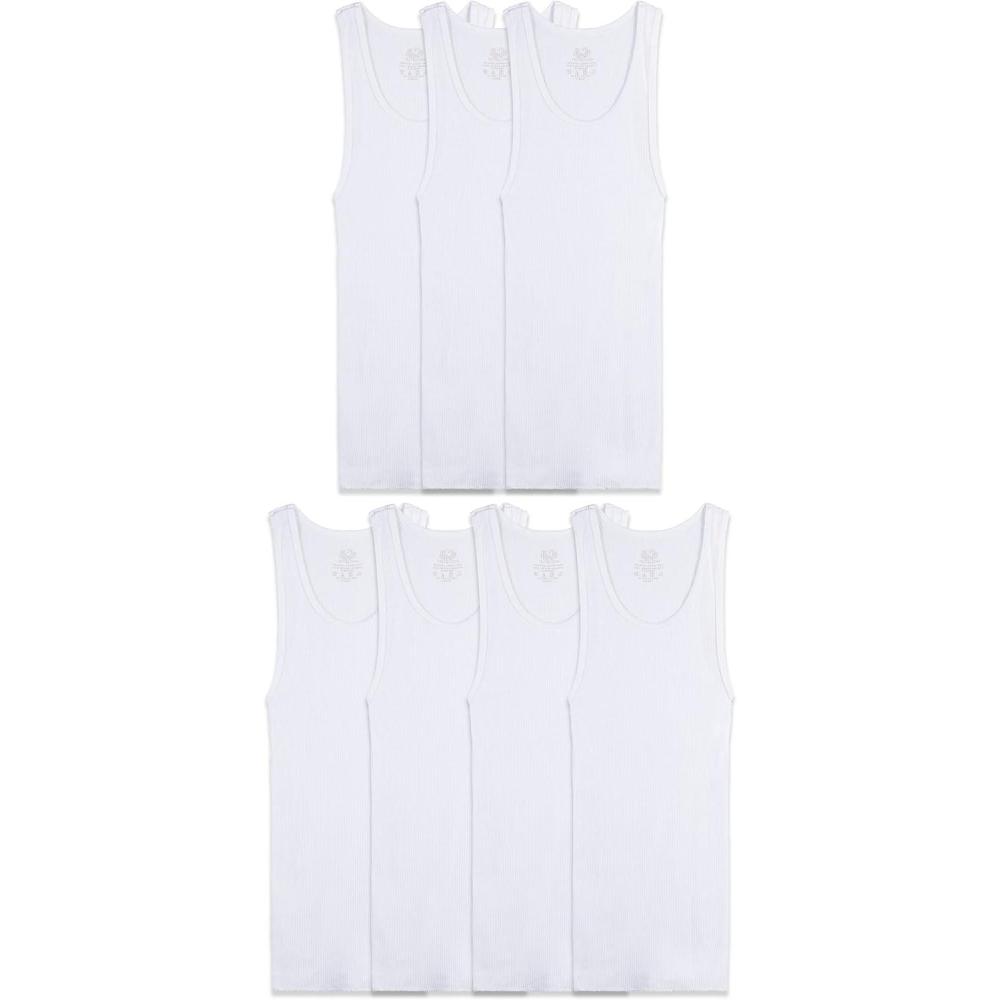 imageFruit of the Loom Boys Eversoft Cotton Undershirts T Shirts ampamp Tank TopsTank  Boys  7 Pack  White