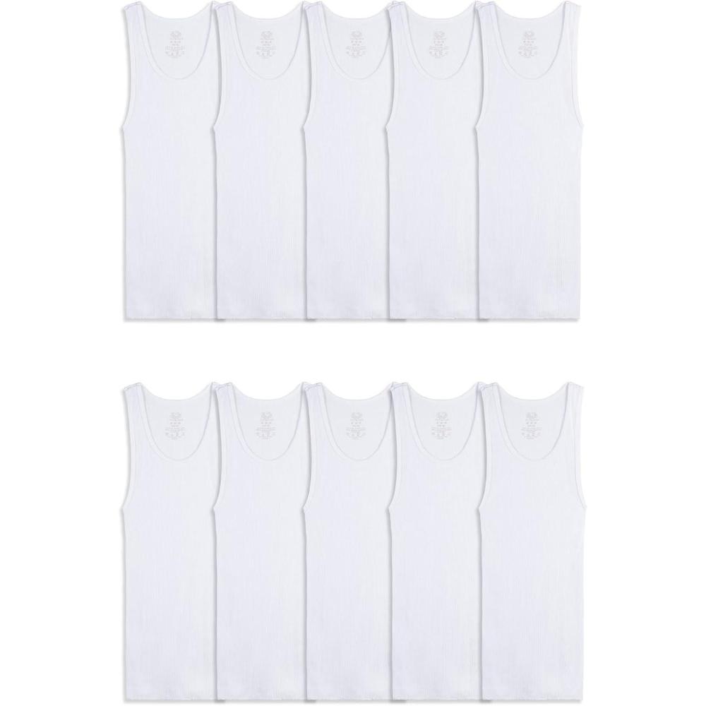 imageFruit of the Loom Boys Eversoft Cotton Undershirts T Shirts ampamp Tank TopsTank  Toddler  10 Pack  White