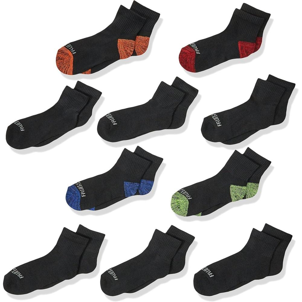imageFruit of the Loom Boys Everyday Active Sports Ankle Socks 10 PackBlack Assort