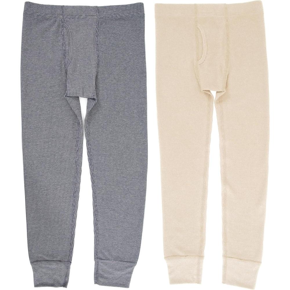 imageFruit of the Loom Boys Premium 2Pack Thermal Waffle BottomHeather GreystoneNatural