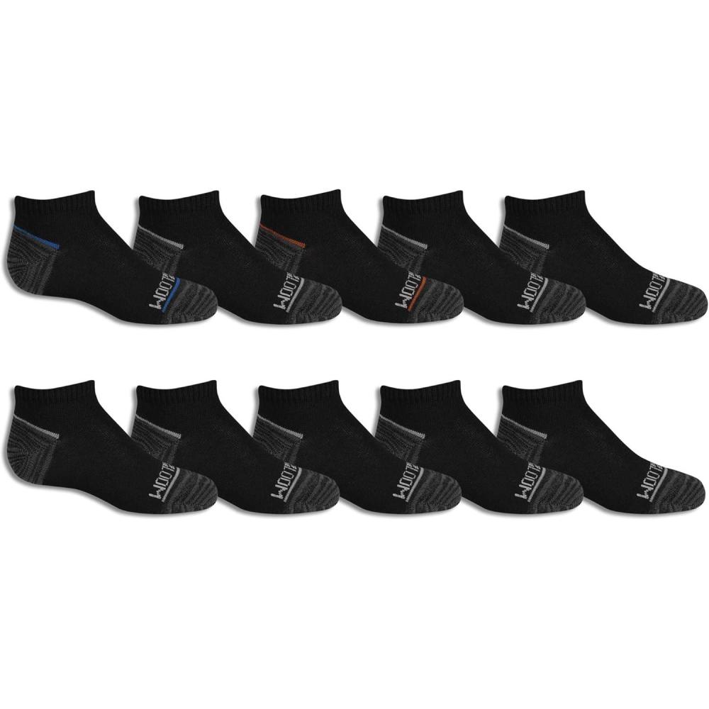 imageFruit of the Loom Boys Zone Cushion No Show Socks 10 PackBlack Assort 1