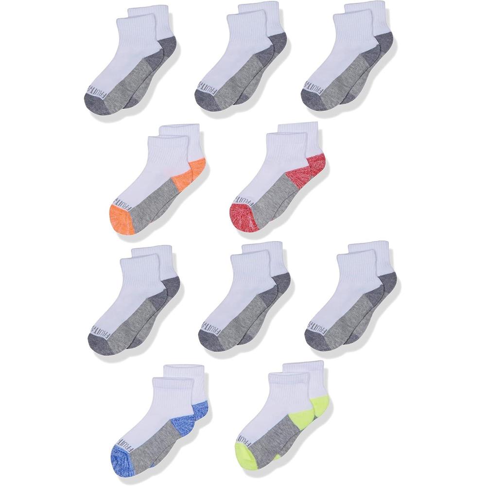 imageFruit of the Loom Boys Zone Cushion No Show Socks 10 PackWhite Assort