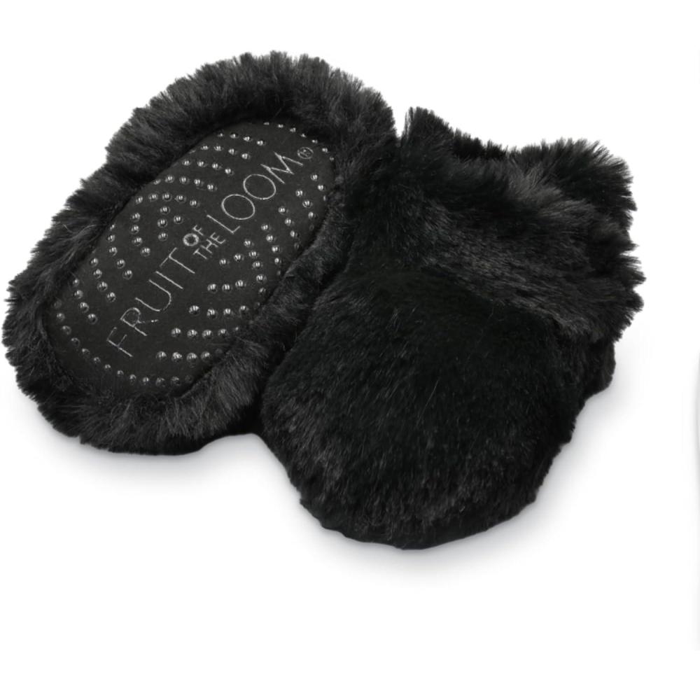 imageFruit of the Loom Cozy Thermal Wrap Booties with Nonslip Grips for Baby Girls Boys Unisex Black Faux Fur