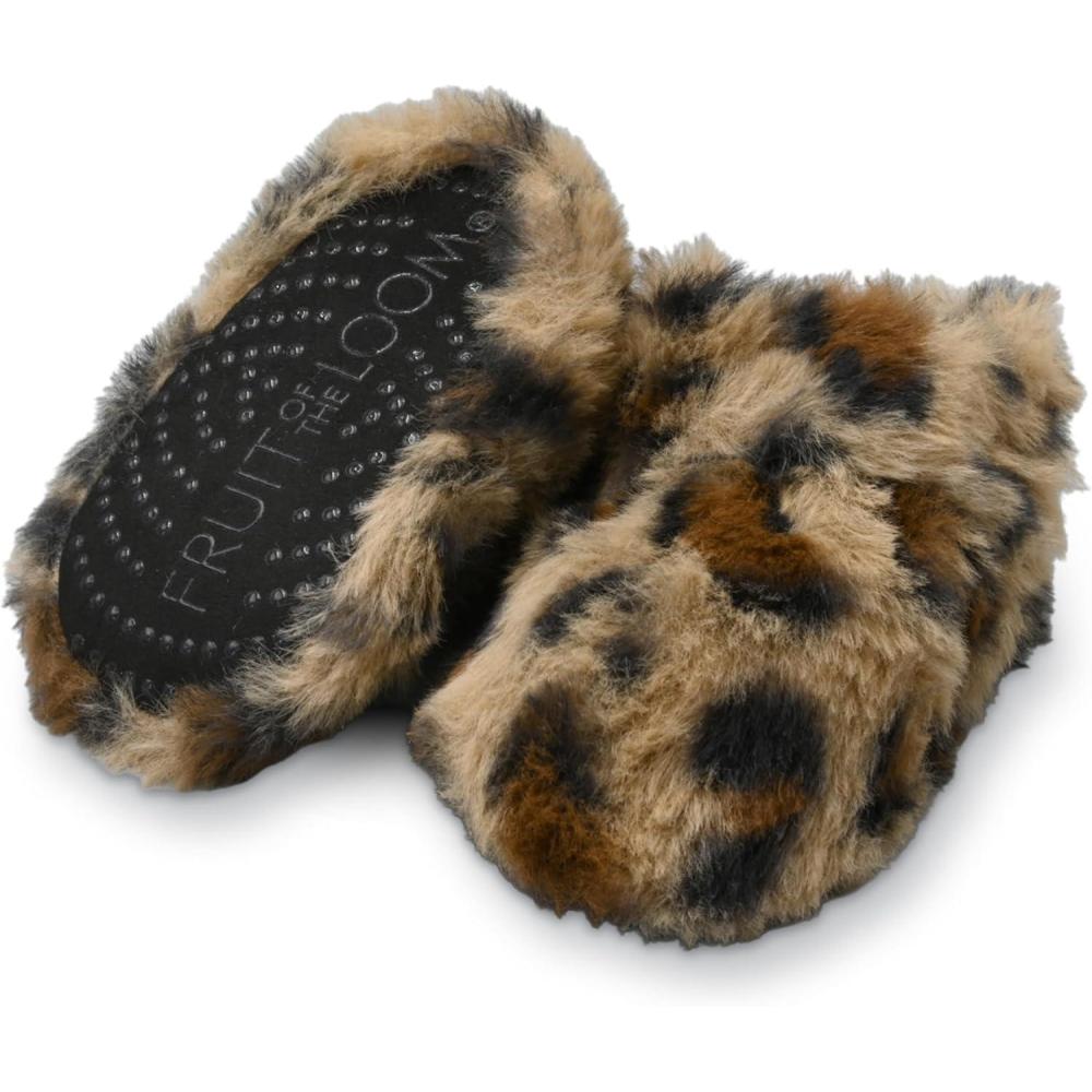 imageFruit of the Loom Cozy Thermal Wrap Booties with Nonslip Grips for Baby Girls Boys Unisex Cheetah