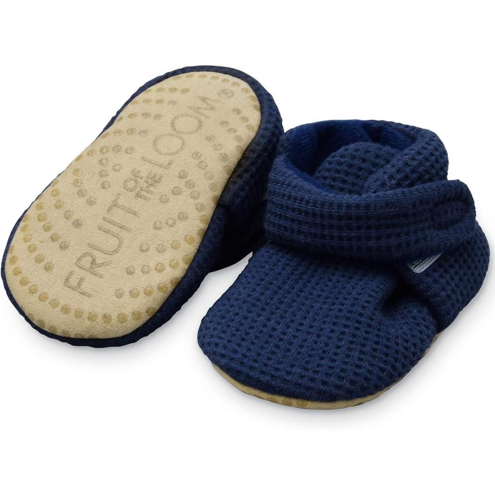 imageFruit of the Loom Cozy Thermal Wrap Booties with Nonslip Grips for Baby Girls Boys Unisex Navy