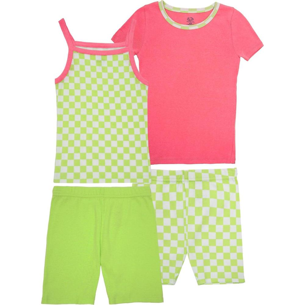 imageFruit of the Loom Energize Girls Snug Fit 4piece Pajama Sleep SetCoralSpring Green