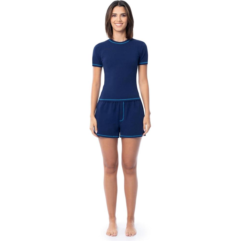 imageFruit of the Loom Energize Womens Short Sleeve Tee and Shorts Sleep Pajama SetNavy