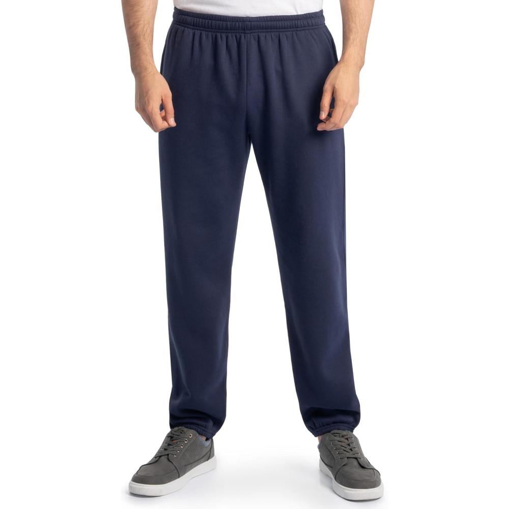 imageFruit of the Loom Eversoft Fleece Elastic Bottom Sweatpants with Pockets Relaxed Fit Moisture Wicking BreathableNavy