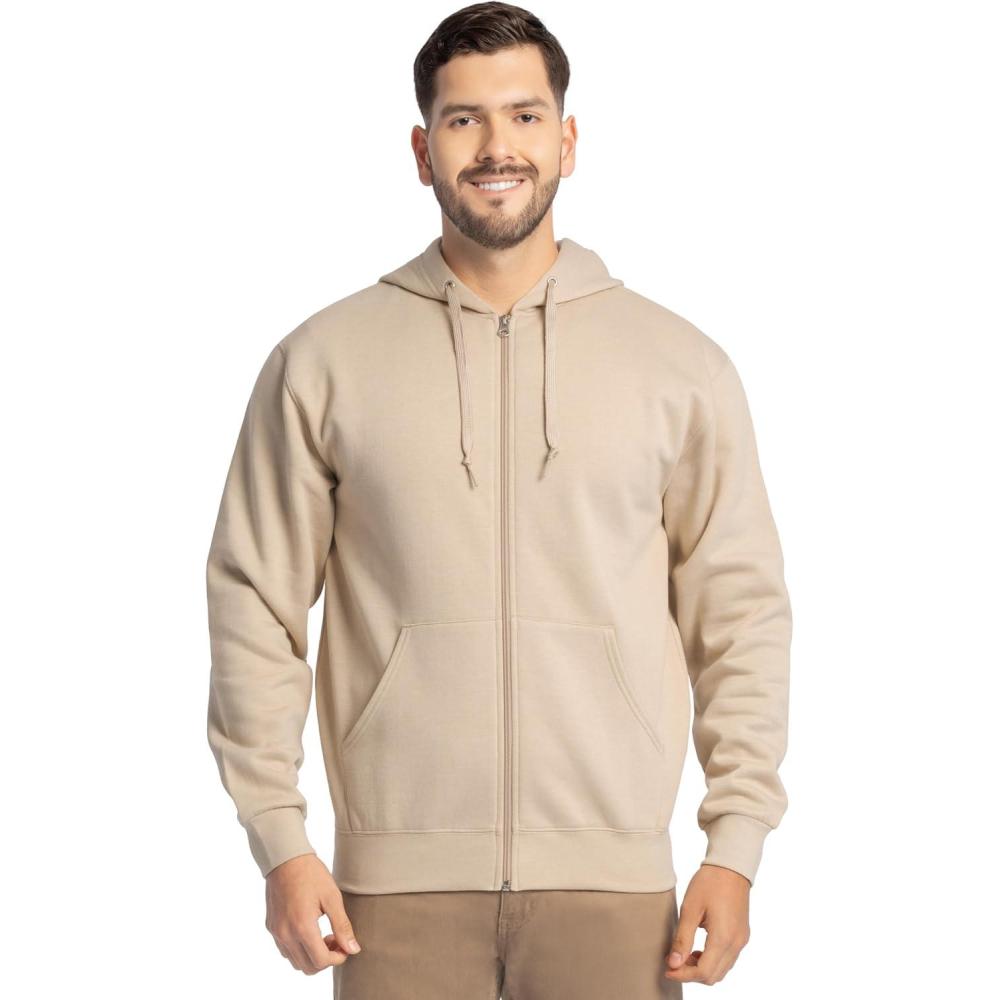 imageFruit of the Loom Eversoft Fleece Full Zip Hoodie SweatshirtKhaki Heather Full Zip