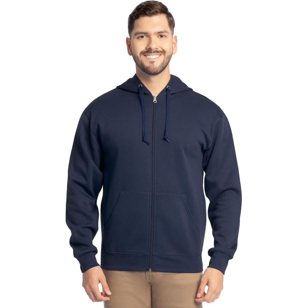 imageFruit of the Loom Eversoft Fleece Full Zip Hoodie SweatshirtNavy Full Zip