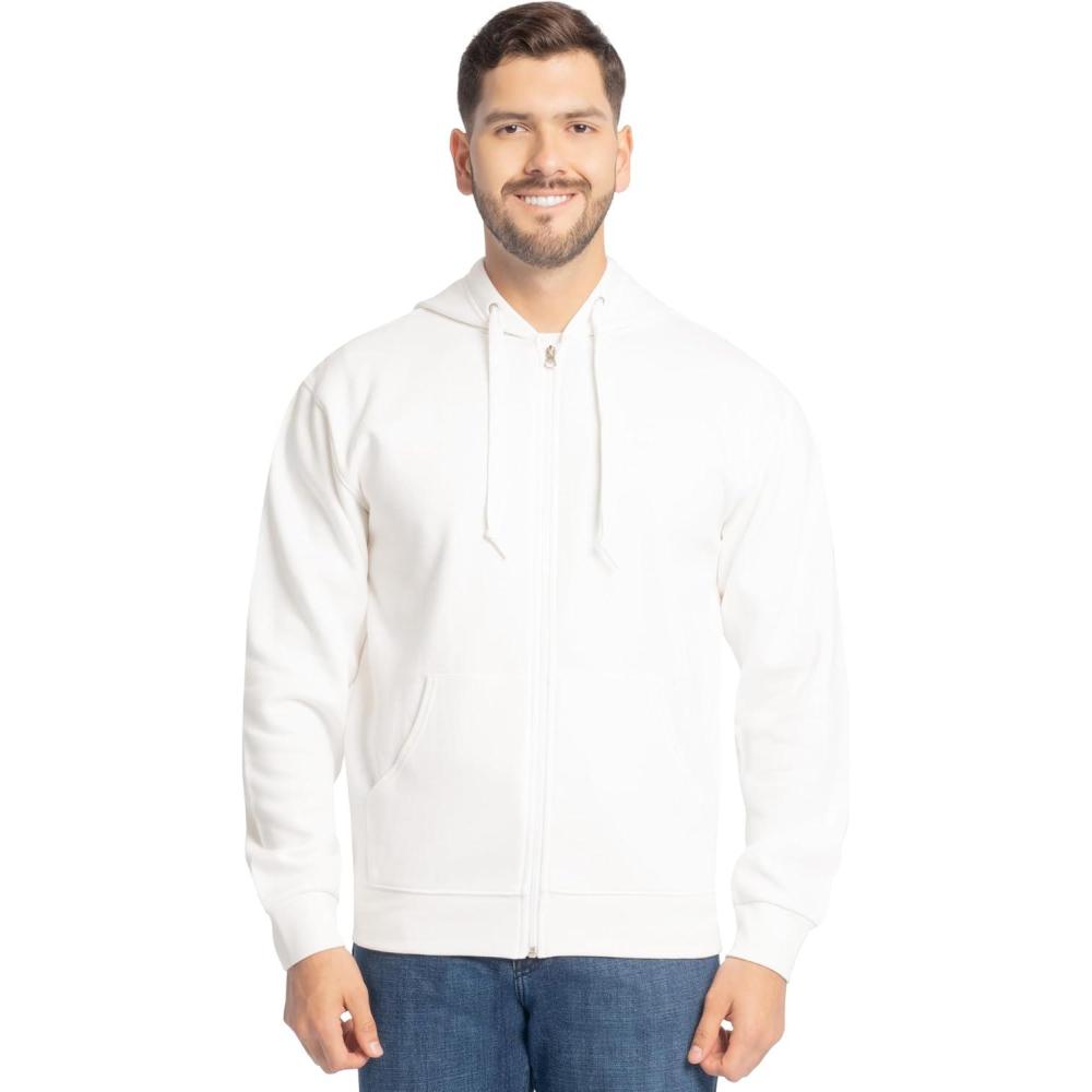 imageFruit of the Loom Eversoft Fleece Full Zip Hoodie SweatshirtWhite Full Zip