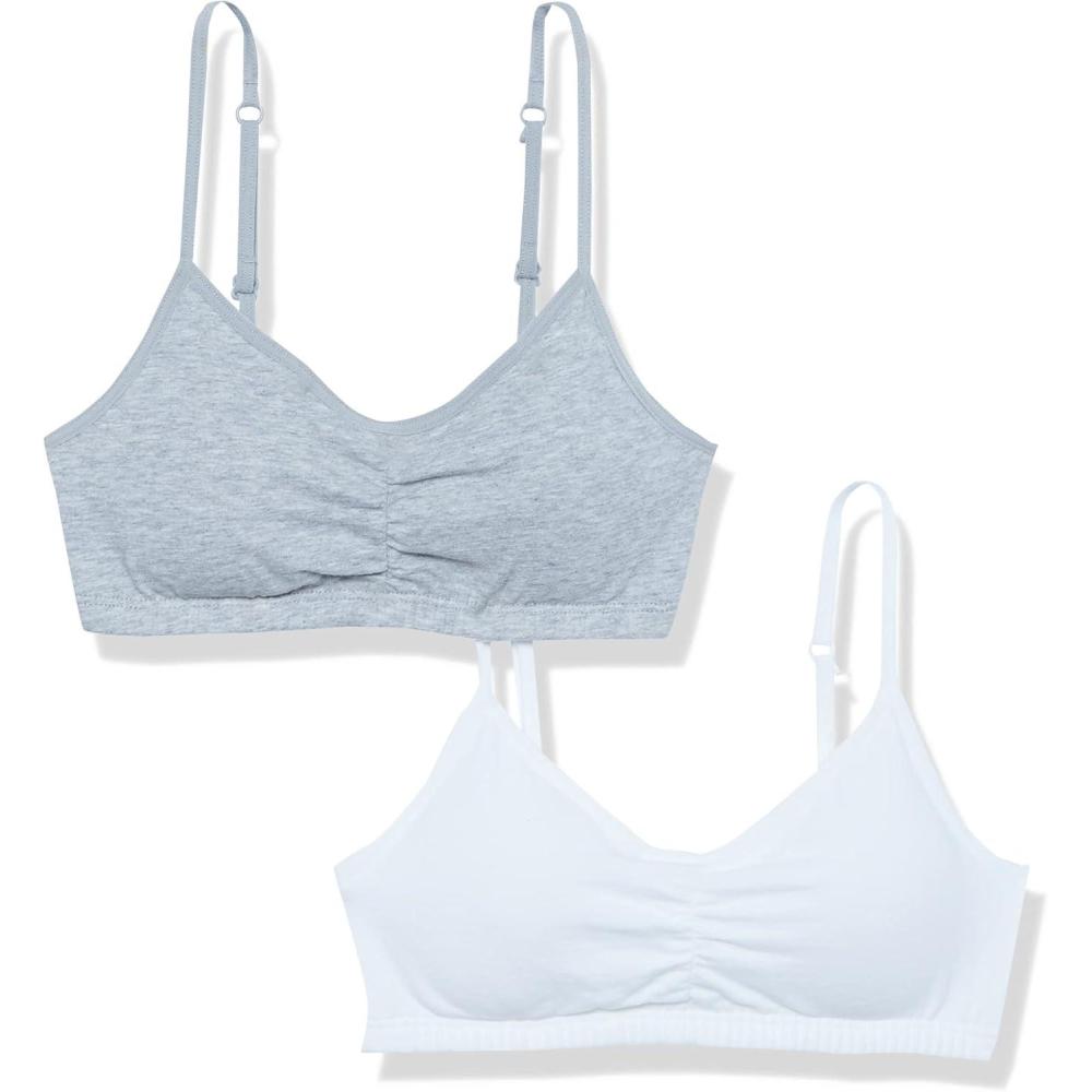 imageFruit of the Loom Girls Bra with Removable Cookies 2PackWhiteHeather Grey