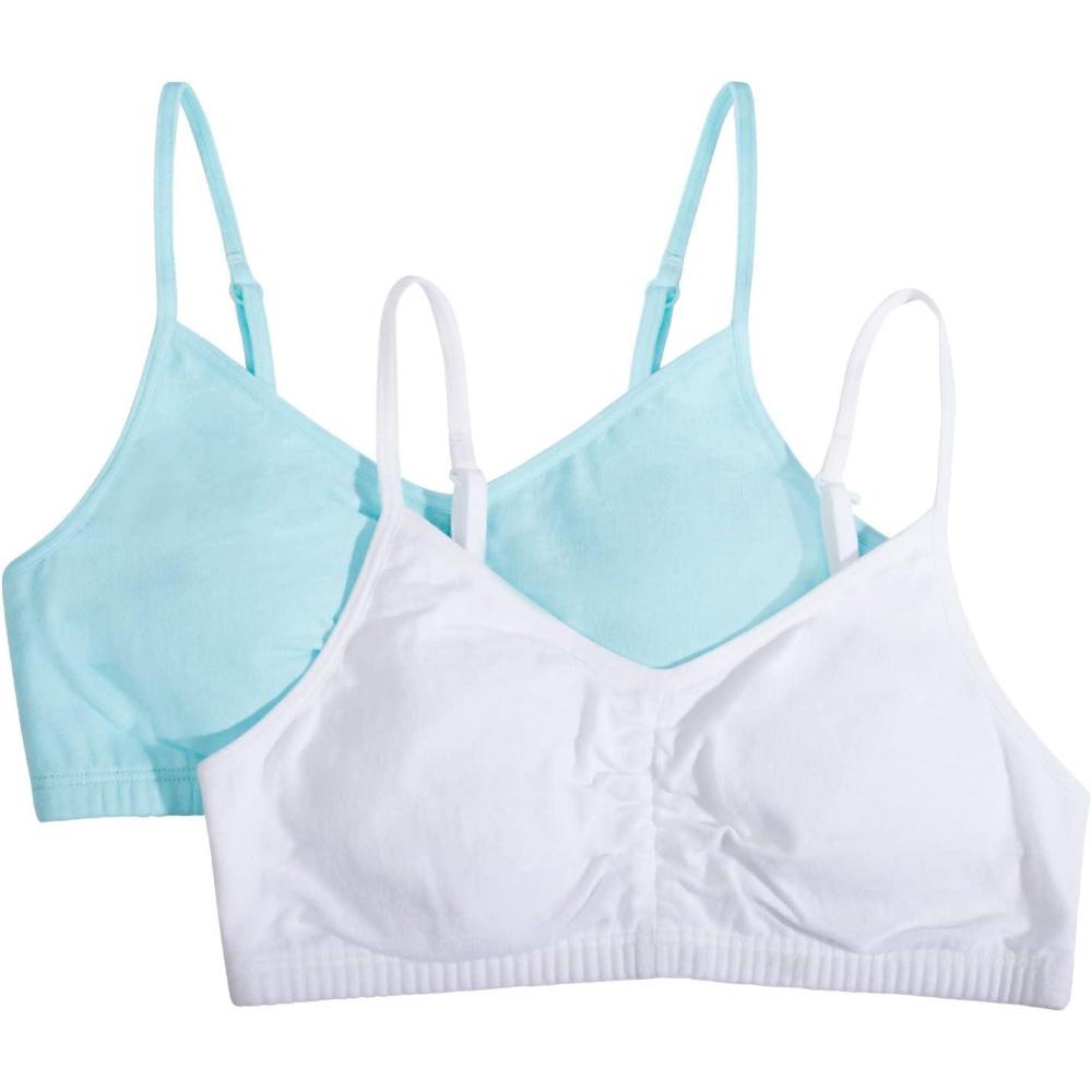 imageFruit of the Loom Girls Bra with Removable Cookies 2PackWhiteSoft Blue