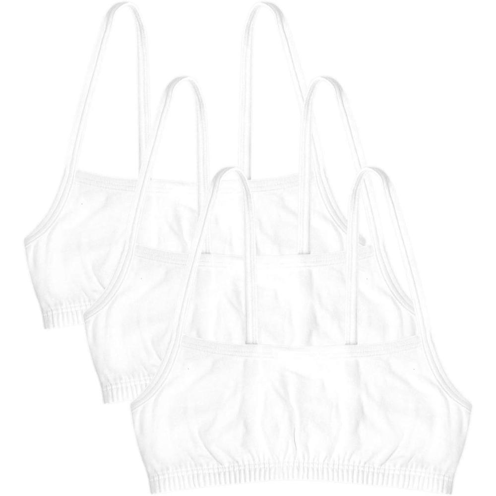 imageFruit of the Loom Girls Cotton Spaghetti Strap Sport BraWhiteWhiteWhite