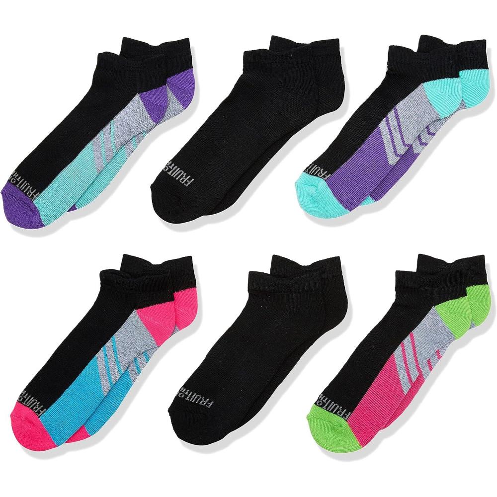 imageFruit of the Loom Girls No Show 10 Pack SockBlack Assorted