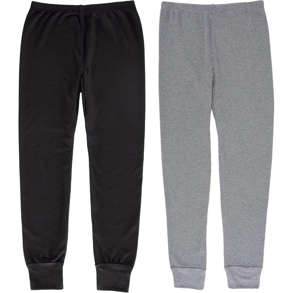 imageFruit of the Loom Girls Premium 2Pack Thermal Waffle BottomBlack Grey