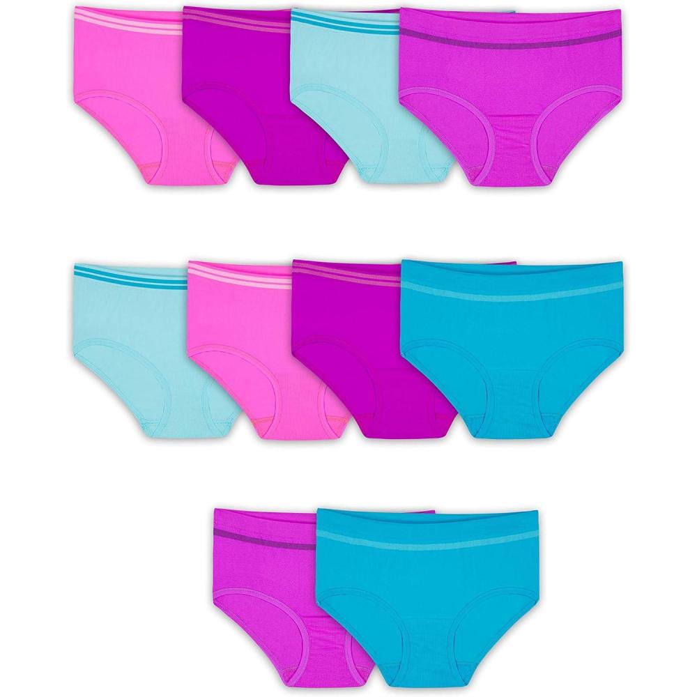 imageFruit of the Loom Girls Seamless Underwear MultipackBrief 10 Pack Assorted