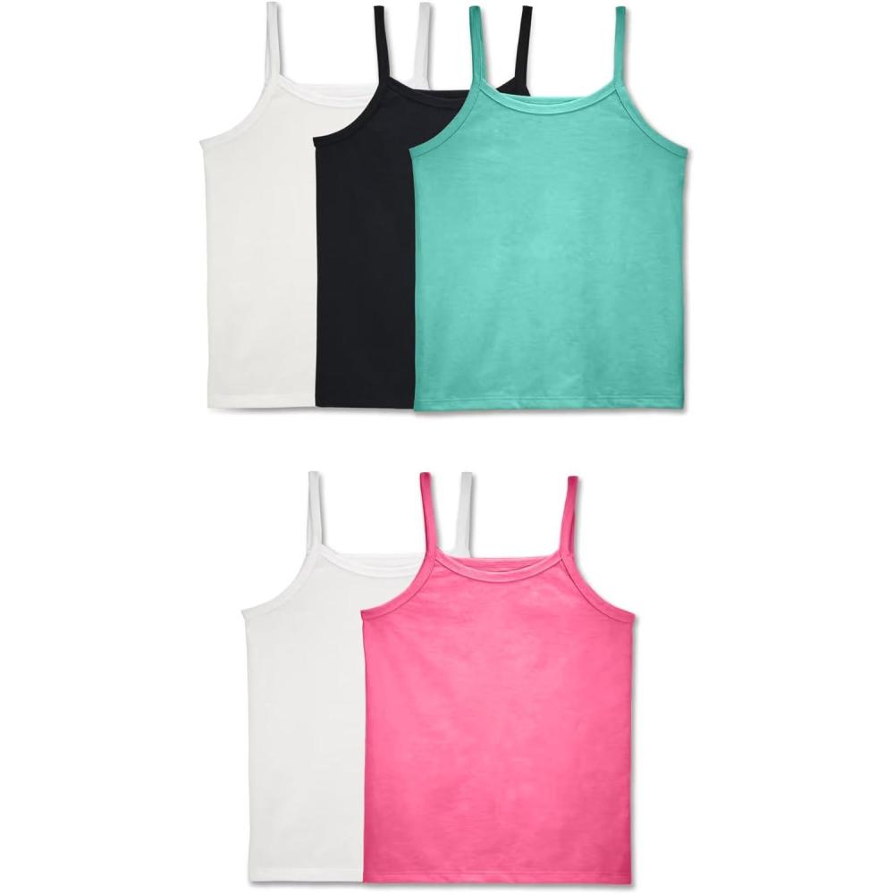 imageFruit of the Loom Girls Undershirts Camis ampamp TanksCami  5 Pack  Pink Assorted