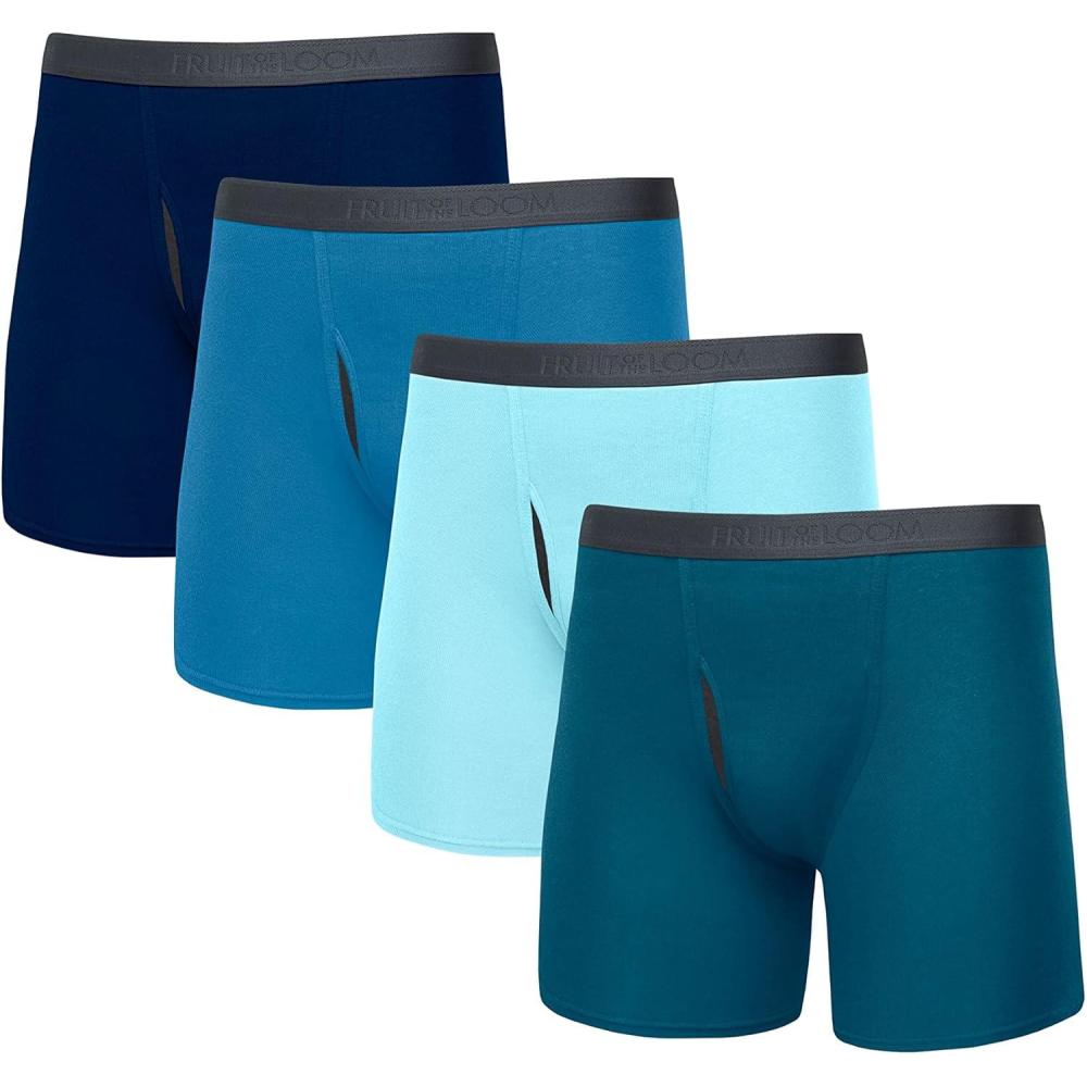 imageFruit of the Loom Mens Big ampamp Tall Undershirt MultipacksBoxer Brief  4 Pack  Assorted Blues