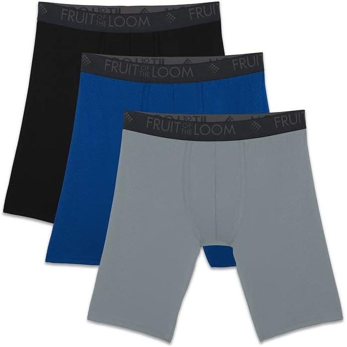 imageFruit of the Loom Mens Breathable Boxer Briefs Moisture Wicking Underwear Assorted Color MultipacksLong Leg Micro Mesh Colors May Vary