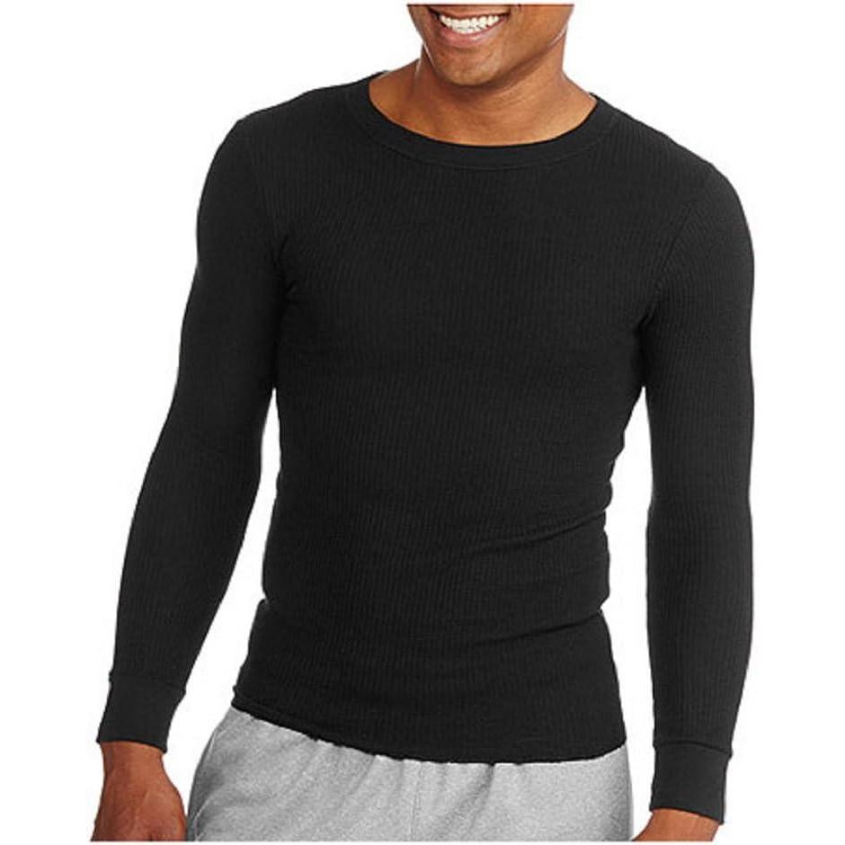 imageFruit of the Loom Mens Classic Midweight Waffle Thermal Underwear Crew TopBlack Soot
