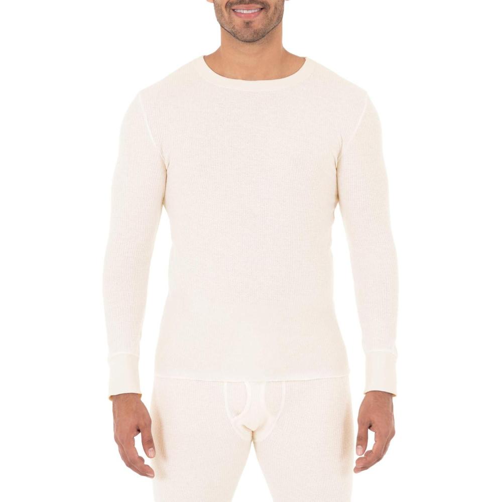 imageFruit of the Loom Mens Classic Midweight Waffle Thermal Underwear Crew TopSandstone