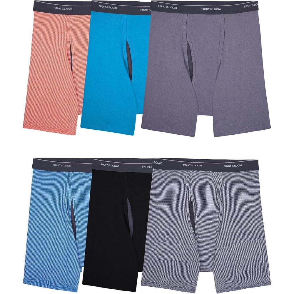 imageFruit of the Loom Mens Coolzone Boxer Briefs Moisture Wicking ampamp Breathable Assorted Color Multipacks6 Pack  StripeSolid